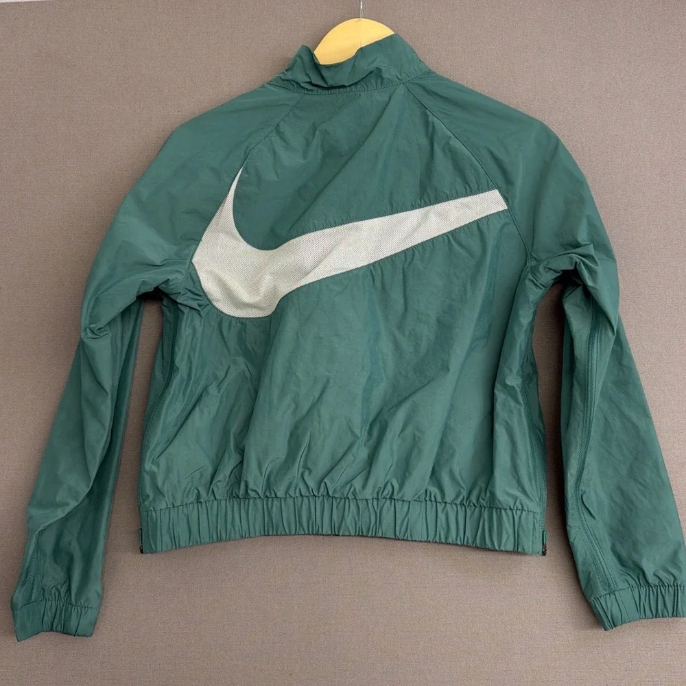 Nike Kids Sportswear Full Zip Windbreaker Jacket Teal Green Big Swoosh Large